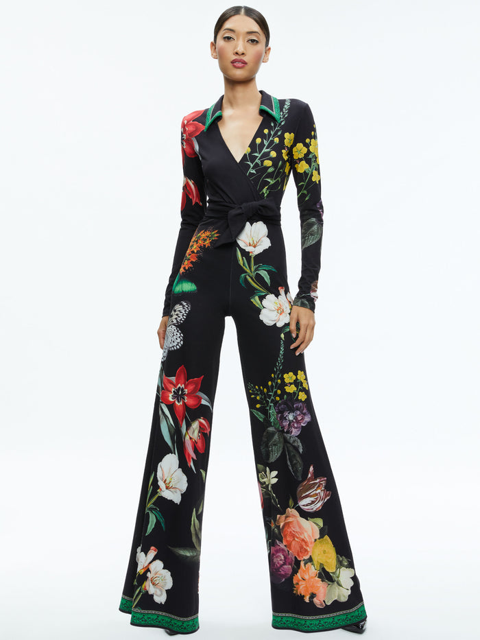 MELINDA WIDE LEG WRAP JUMPSUIT - ESSENTIAL FLORAL