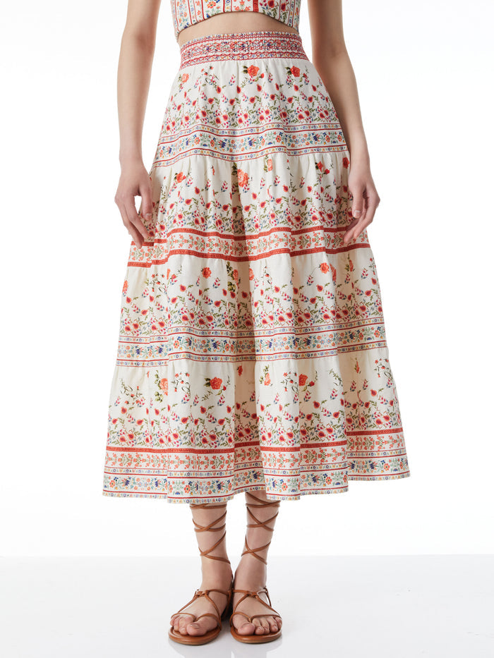 MELONY SMOCKED WAIST BAND SHIRRED SKIRT - MULTI