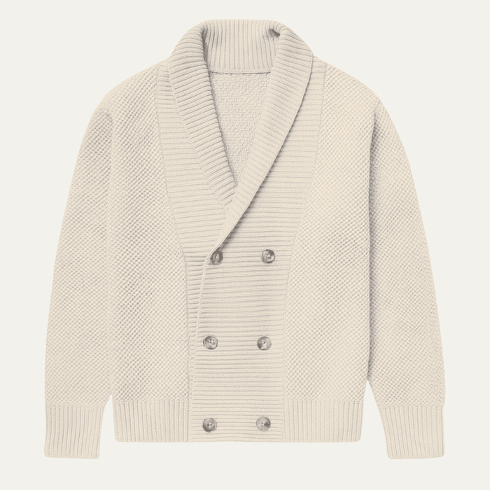 Men's Cardigan — Shawl Collar Double Breasted Knit Design