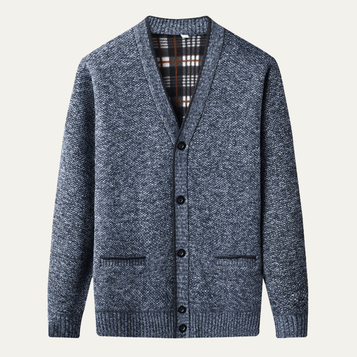 Men's Cardigan — V-Neck Button Front Regular Fit Knit Design