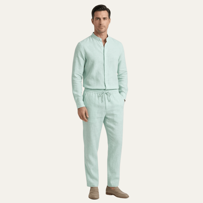 Men's Clothing Set — Loose Fit Long Sleeve Button Closure