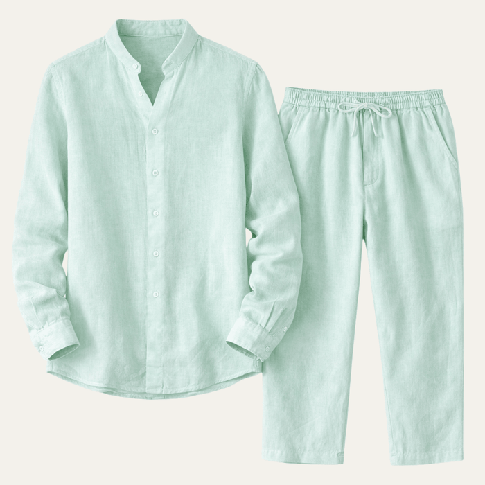 Men's Clothing Set — Loose Fit Long Sleeve Button Closure