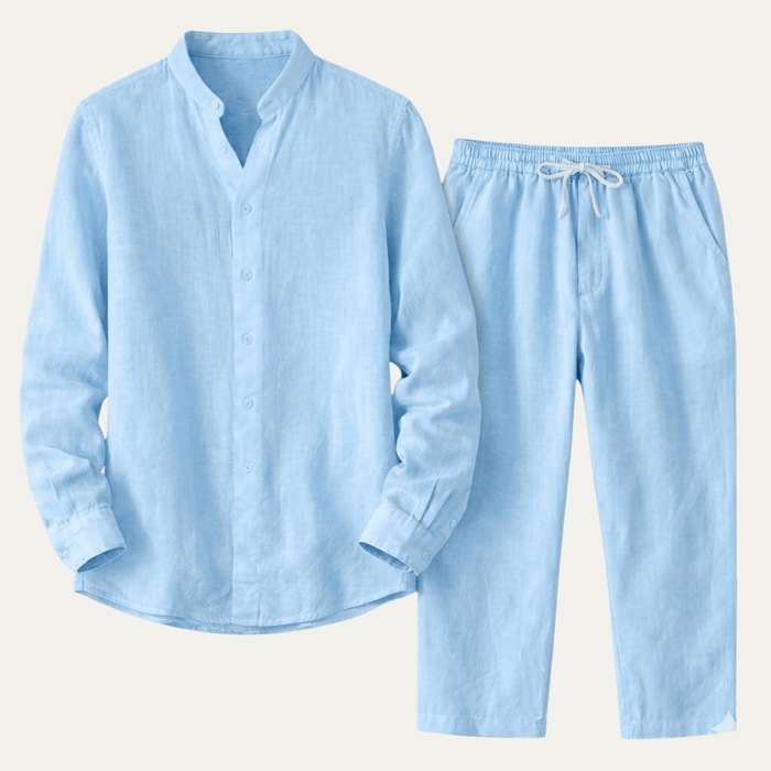 Men's Clothing Set — Loose Fit Long Sleeve Button Closure