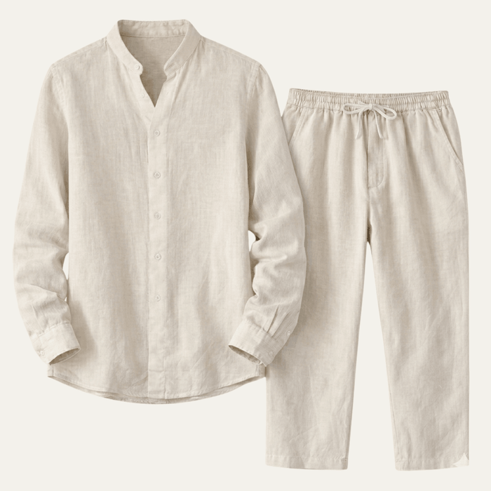 Men's Clothing Set — Loose Fit Long Sleeve Button Closure