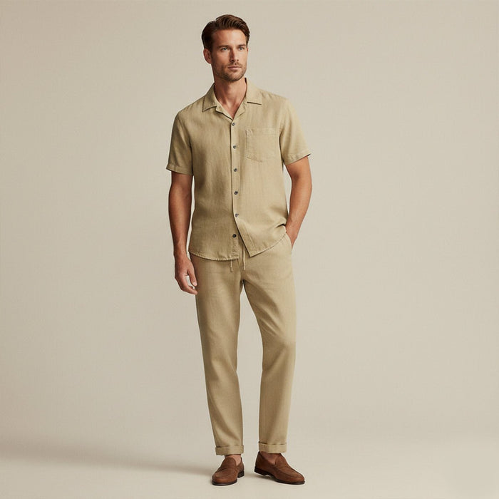 Men's Clothing Set — Relaxed Fit Textured Shirt & Trousers