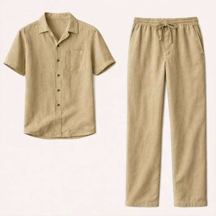 Men's Clothing Set — Relaxed Fit Textured Shirt & Trousers
