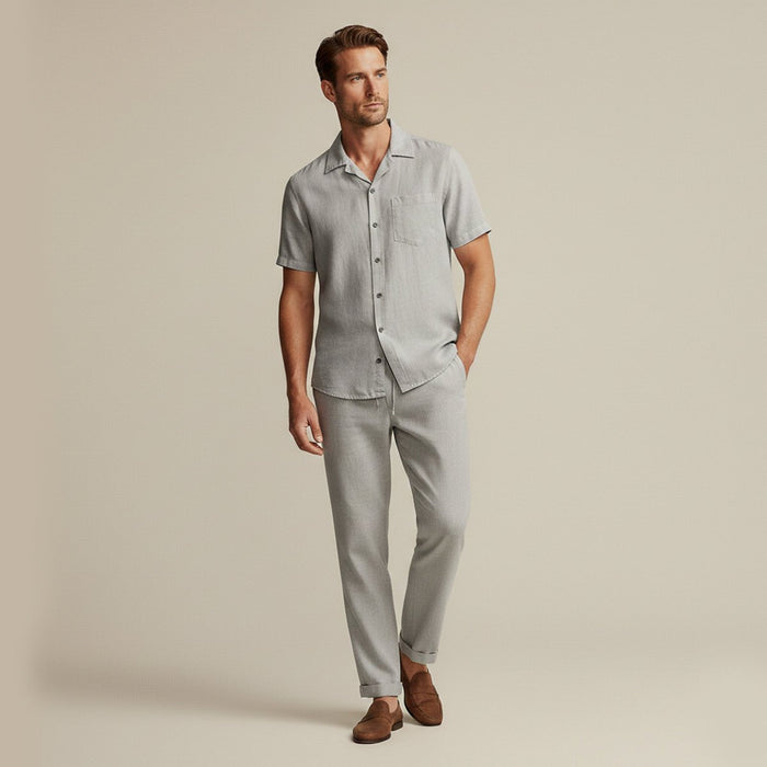 Men's Clothing Set — Relaxed Fit Textured Shirt & Trousers