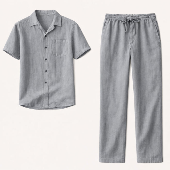 Men's Clothing Set — Relaxed Fit Textured Shirt & Trousers