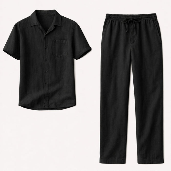 Men's Clothing Set — Relaxed Fit Textured Shirt & Trousers