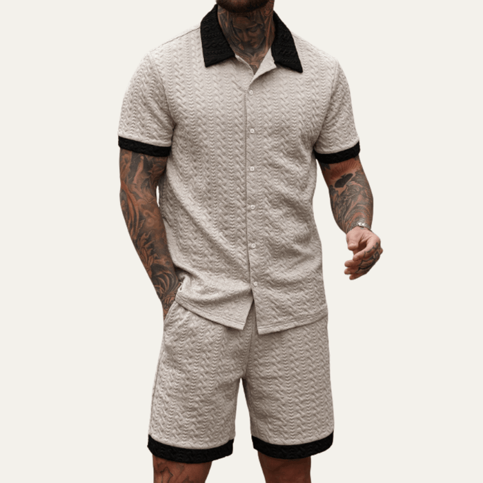 Men's Co-Ord Set — Knitted Shirt Relaxed Fit Matching Shorts