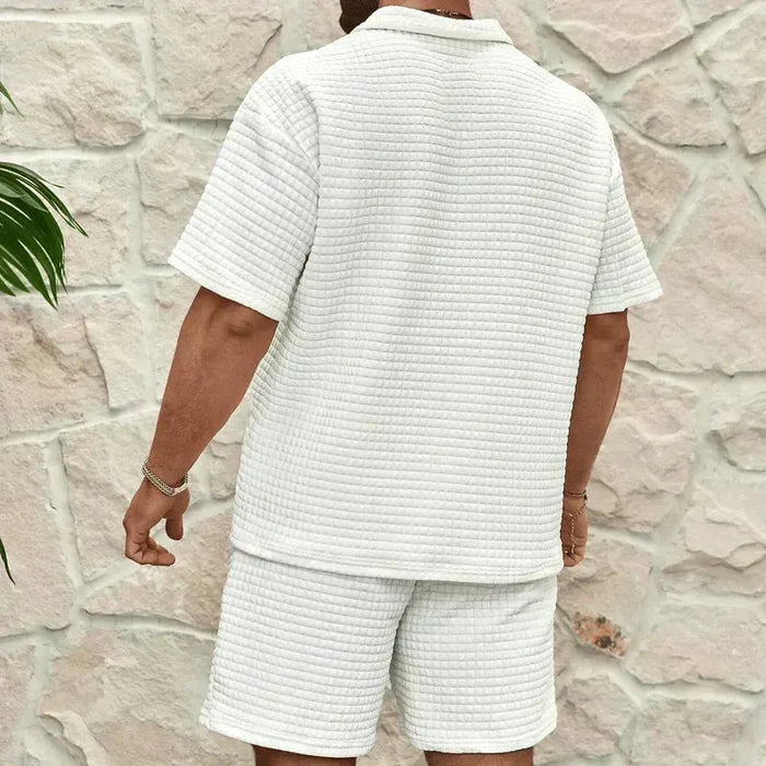 Men's Co-Ord Set — Zip Polo Drawstring Relaxed Fit Shorts