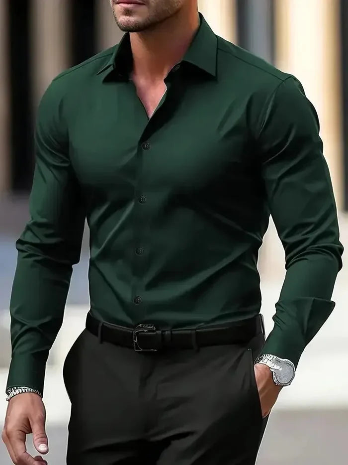 Men's Formal Shirt — Slim Fit Button Cuffs Structured Collar