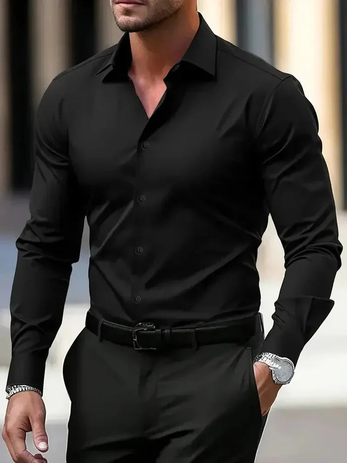 Men's Formal Shirt — Slim Fit Button Cuffs Structured Collar