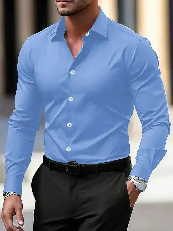 Men's Formal Shirt — Slim Fit Button Cuffs Structured Collar