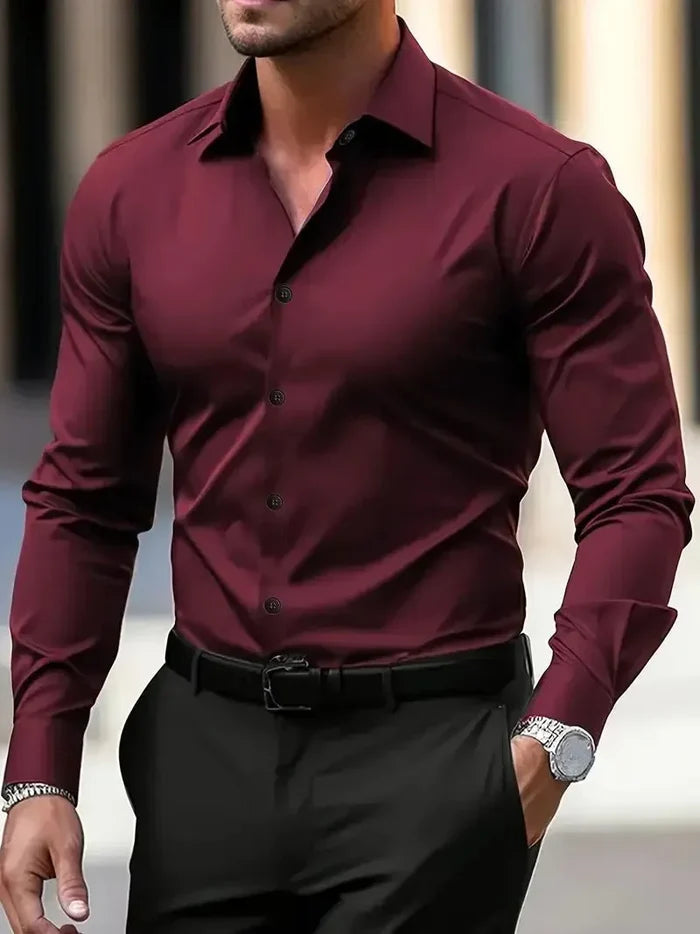 Men's Formal Shirt — Slim Fit Button Cuffs Structured Collar