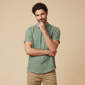 Men's Linen Shirt - Oversize Fit Short Sleeve Straight Cut