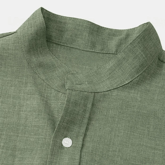 Men's Linen Shirt - Oversize Fit Short Sleeve Straight Cut