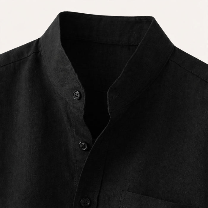Men's Linen Shirt - Oversized Fit Short Sleeve Button Front
