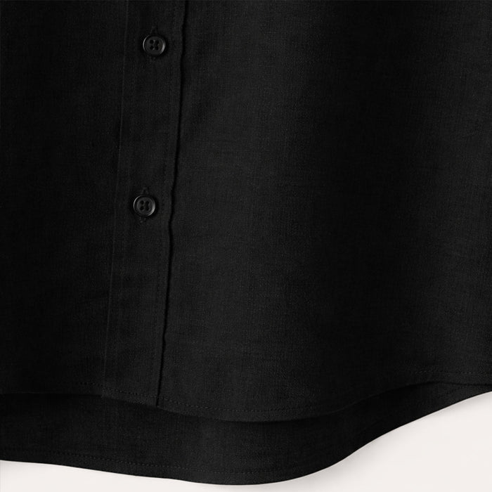 Men's Linen Shirt - Oversized Fit Short Sleeve Button Front