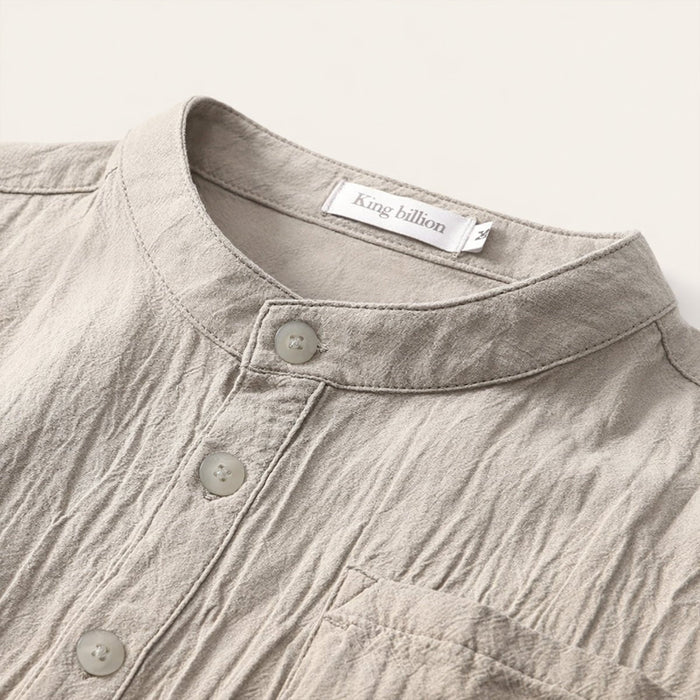 Men's Linen Shirt - Short Sleeve Henley Neck Pullover Style