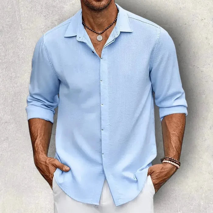 Men's Linen Shirt - Slim Fit Tailored Cut Structured Design