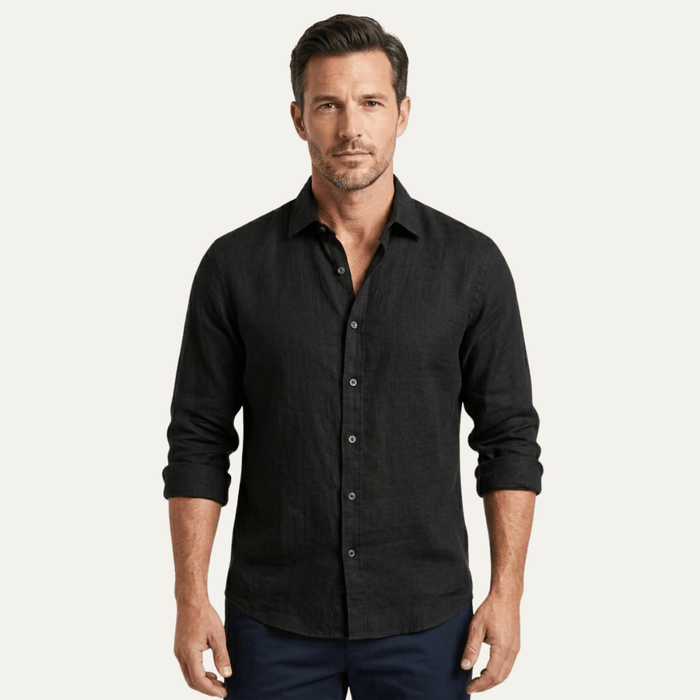 Men's Linen Shirt - Tailored Fit Full Button Placket