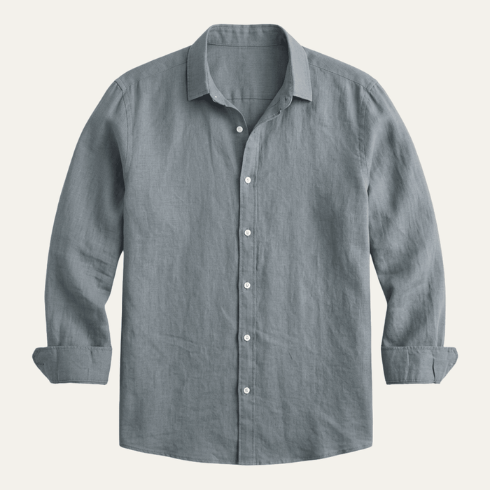 Men's Linen Shirt - Tailored Fit Full Button Placket