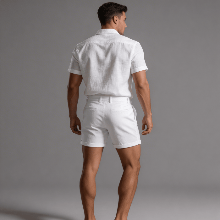 Men's Linen Shorts - Contoured Fit Tailored Shape Short Length