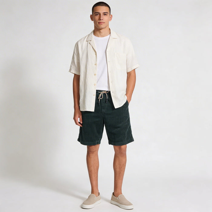 Men's Linen Shorts - Relaxed Fit Above Knee Elastic Waistband