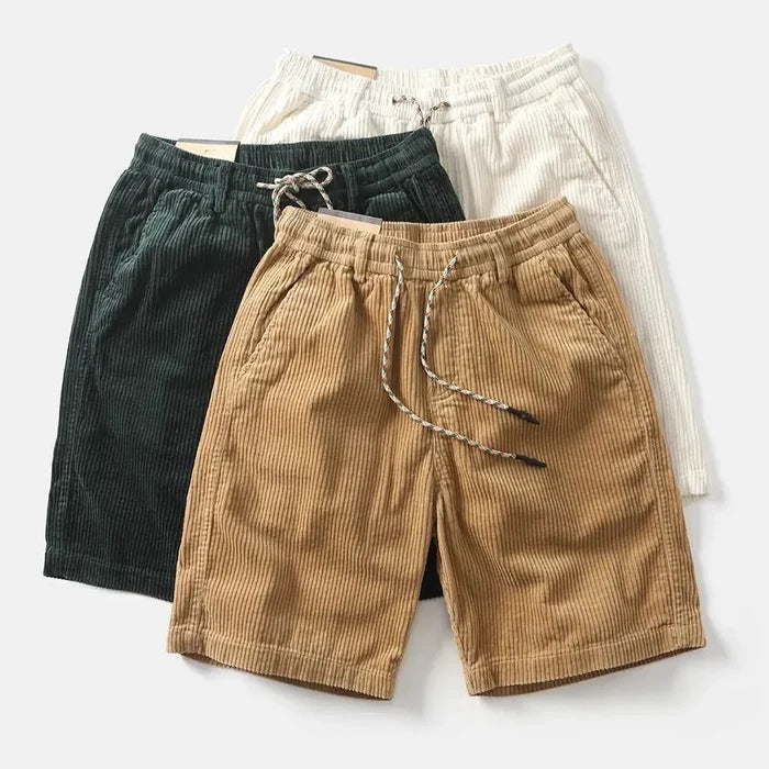 Men's Linen Shorts - Relaxed Fit Above Knee Elastic Waistband