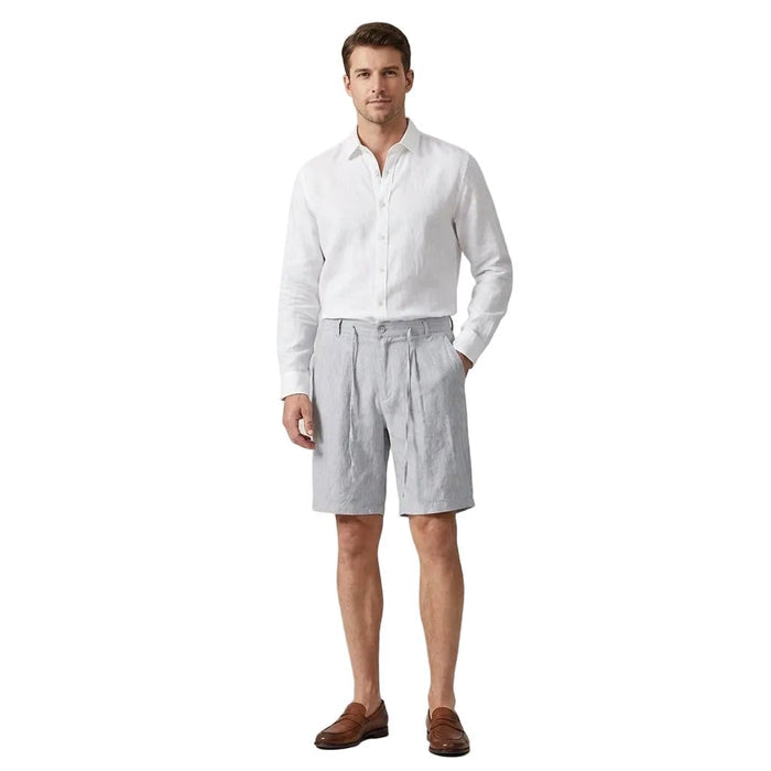 Men's Linen Shorts - Relaxed Fit Drawstring Waist Button Closure