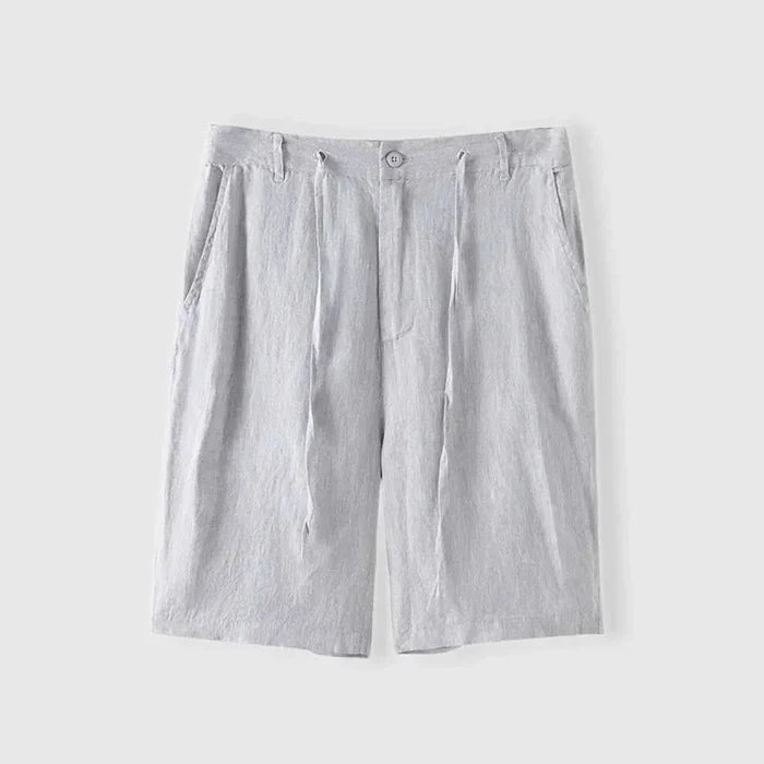 Men's Linen Shorts - Relaxed Fit Drawstring Waist Button Closure