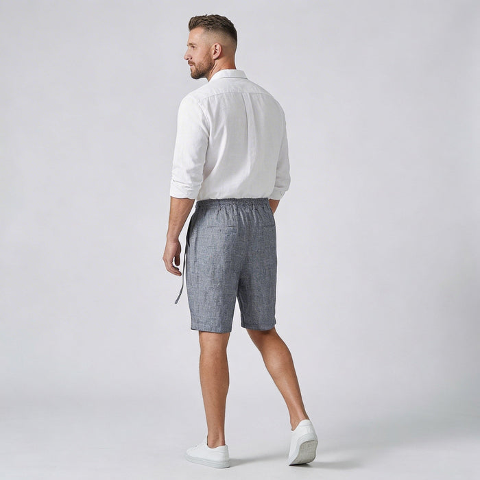 Men's Linen Shorts - Relaxed Fit Elasticated Drawstring Waistband