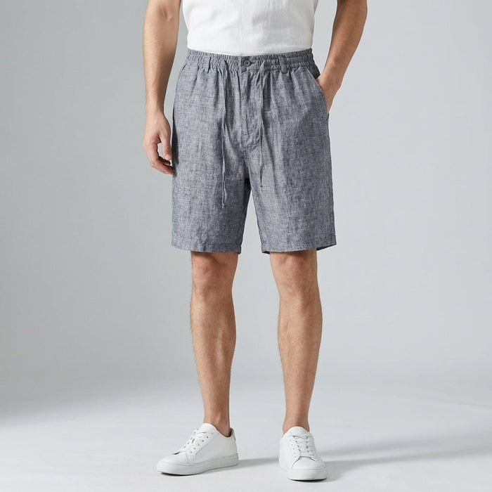 Men's Linen Shorts - Relaxed Fit Elasticated Drawstring Waistband