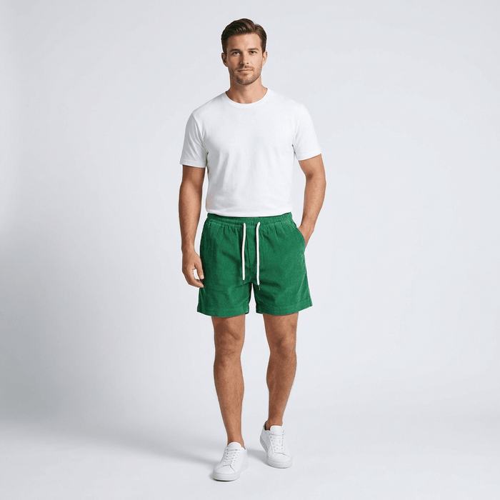 Men's Linen Shorts - Relaxed Fit Mid Length Elastic Waistband