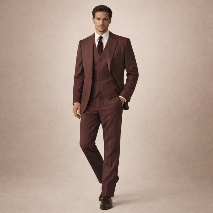 Men's Linen Three-Piece Suit - Tailored Fit Jacket Waistcoat & Trousers