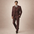 Men's Linen Three-Piece Suit - Tailored Fit Jacket Waistcoat & Trousers