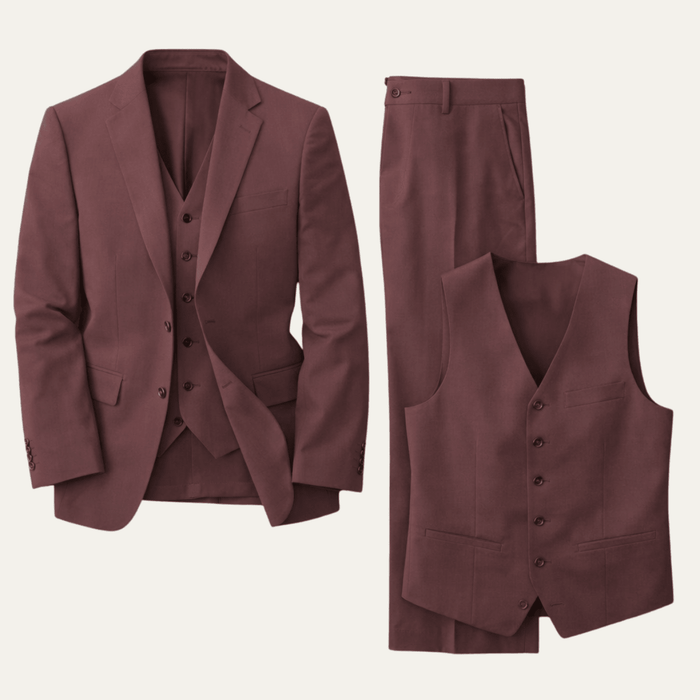Men's Linen Three-Piece Suit - Tailored Fit Jacket Waistcoat & Trousers