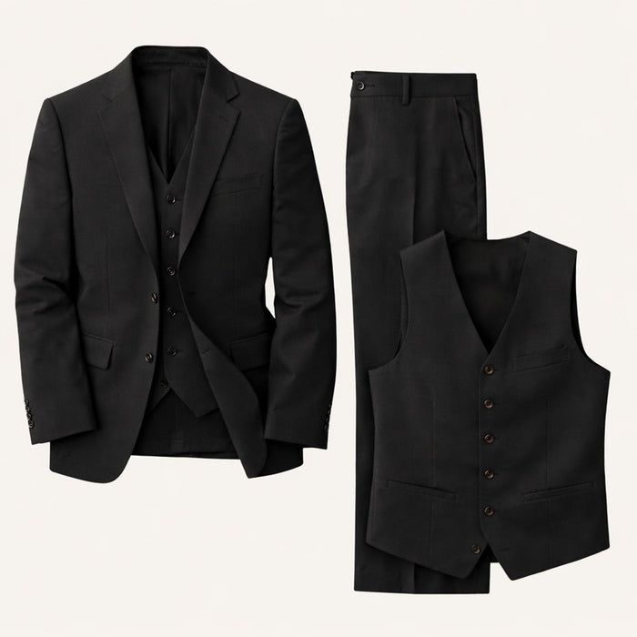 Men's Linen Three-Piece Suit - Tailored Fit Jacket Waistcoat & Trousers
