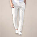 Men's Linen Trousers - Relaxed Fit Long Length Elastic Waistband