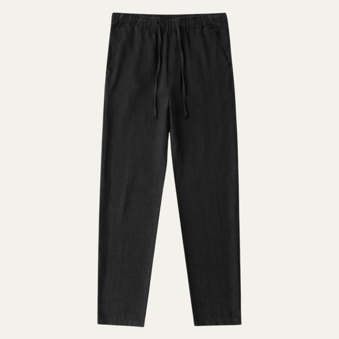 Men's Linen Trousers - Relaxed Fit Straight Leg Drawstring