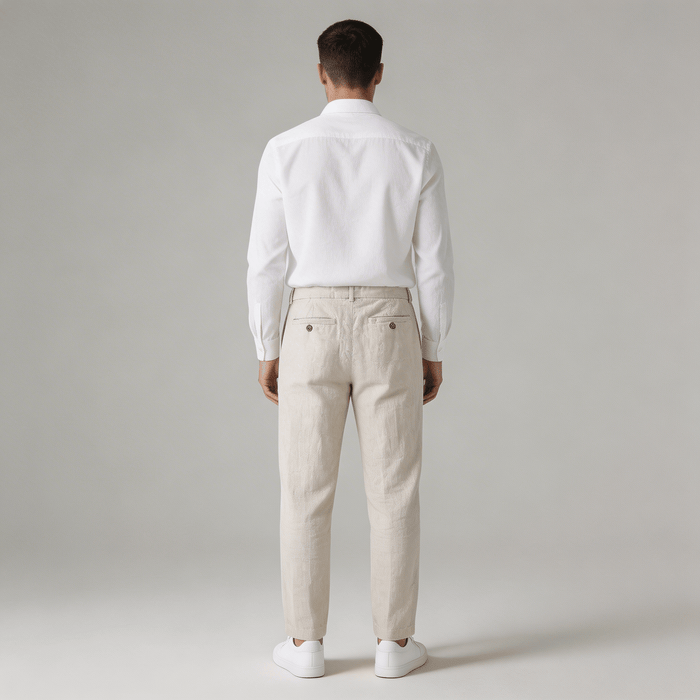 Men's Linen Trousers - Relaxed Fit Straight Leg Minimal