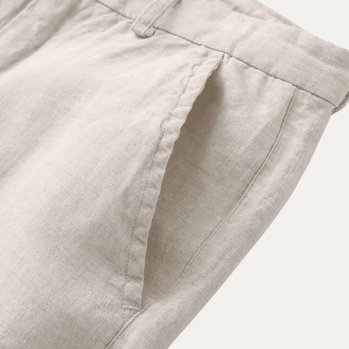 Men's Linen Trousers - Relaxed Fit Straight Leg Minimal