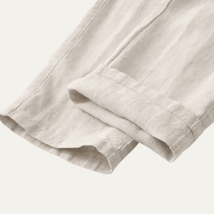 Men's Linen Trousers - Relaxed Fit Straight Leg Minimal