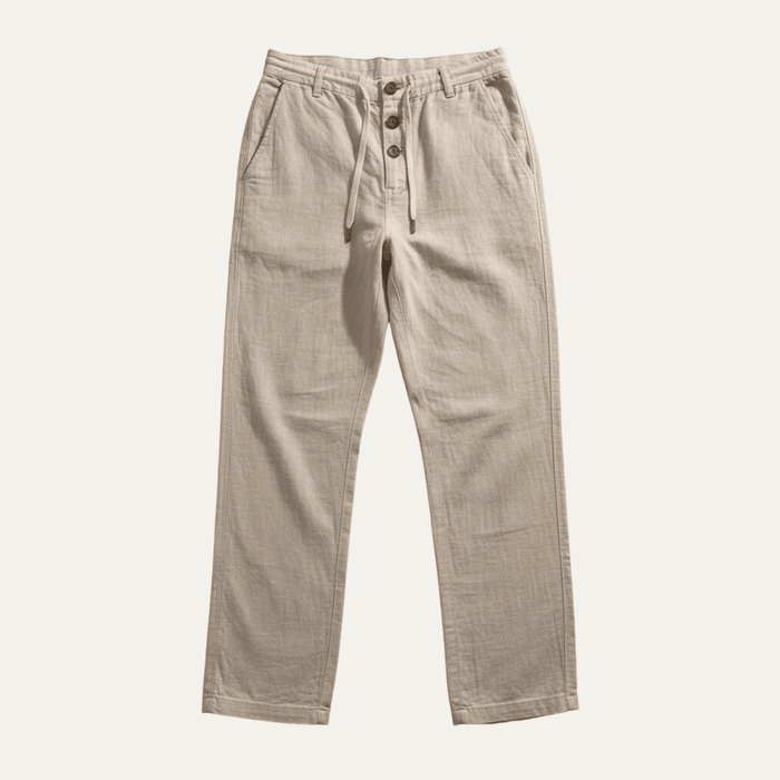 Men's Linen Trousers - Straight Leg Full Length Classic Fit