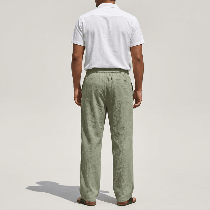Men's Linen Trousers - Tapered Fit Shaped Leg Design