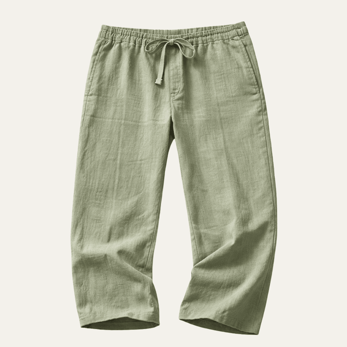 Men's Linen Trousers - Tapered Fit Shaped Leg Design