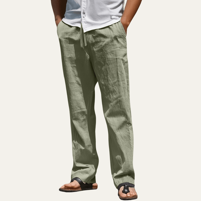 Men's Linen Trousers - Tapered Fit Shaped Leg Design