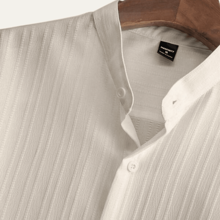 Men's Linen Two-Piece Set — Short Sleeve Top & Drawstring Trousers