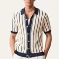 Men's Polo Shirt — Collared Knit Style Full Button Closure